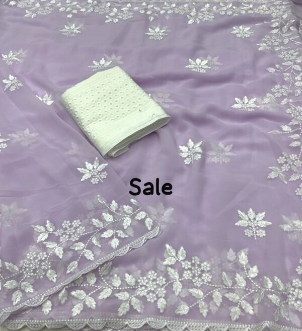 Light Color Georgette Saree With White Thread C-pallu