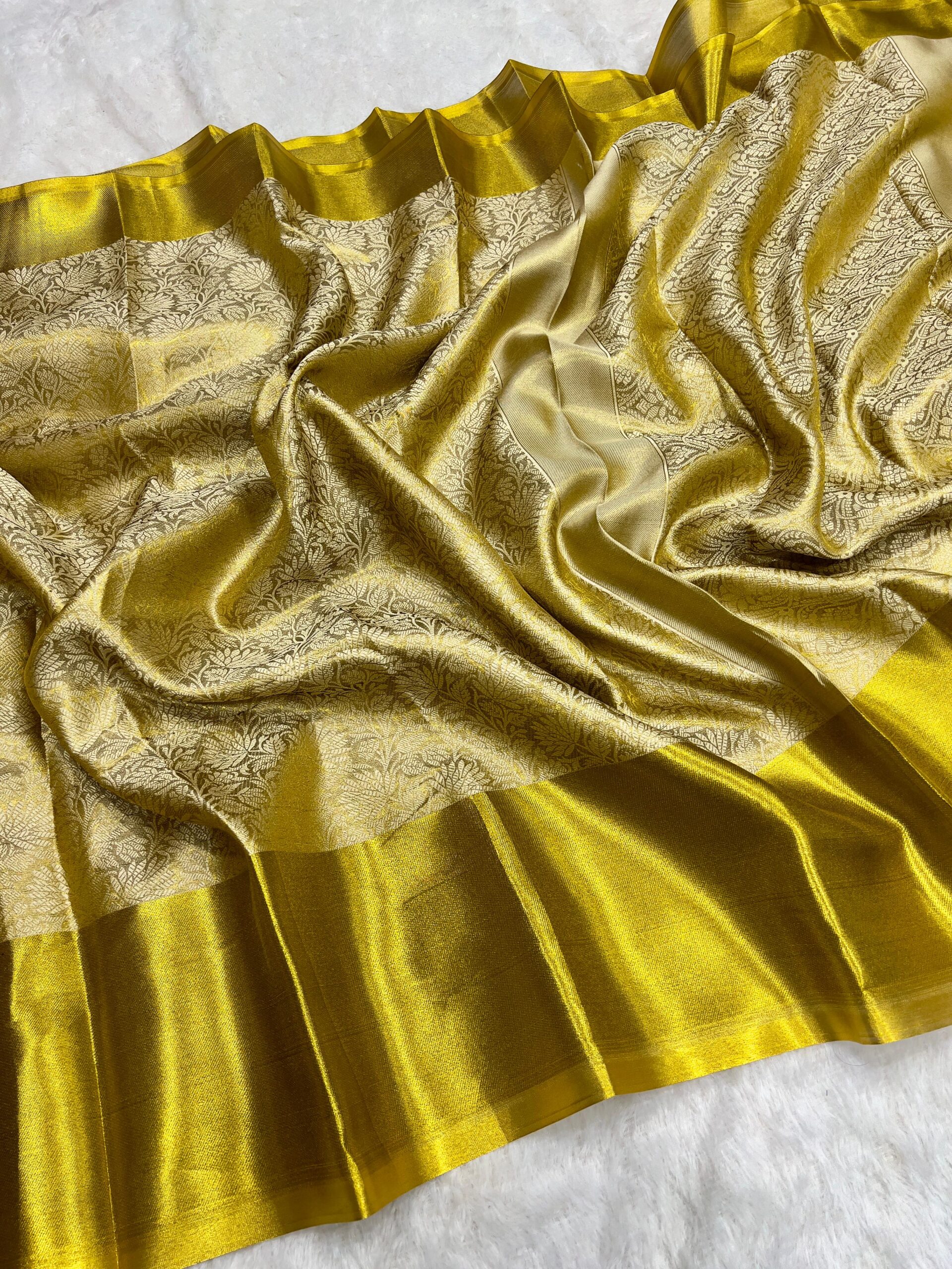 Handloom Golden Tissue Zari Silk Saree - Image 2